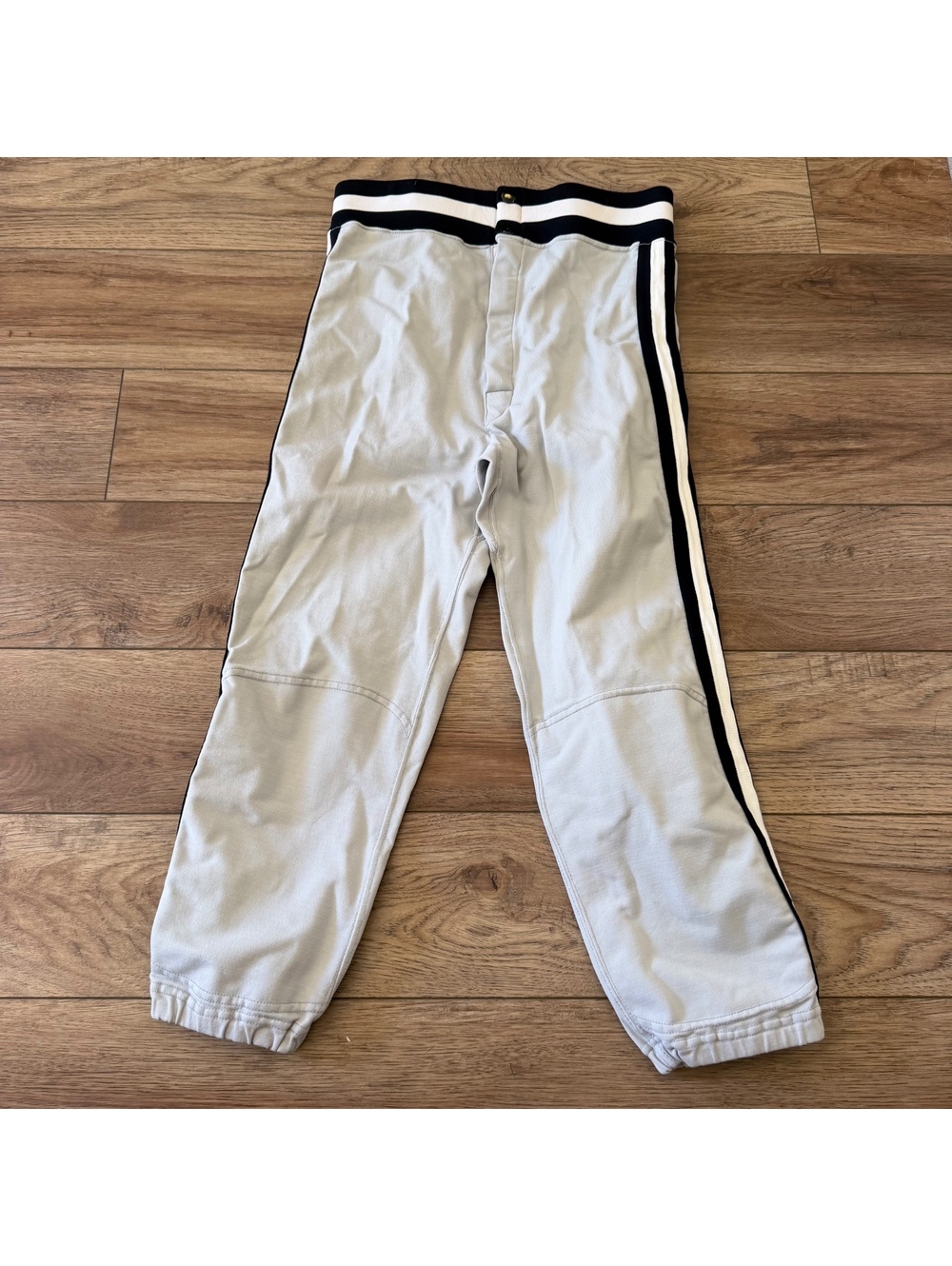 Vtg 70s Medalist Sand Knit Baseball Pants Gray Medium 28x22.5 Stripe Talon Zip